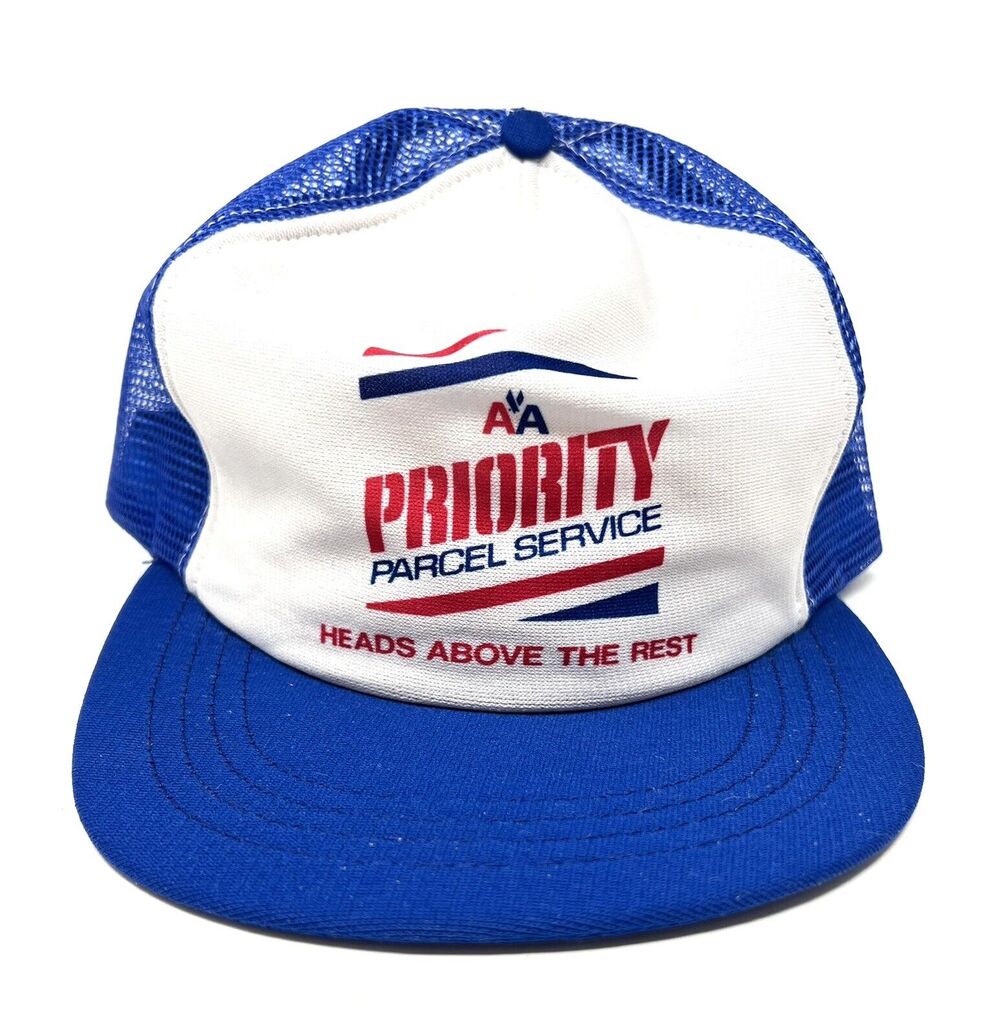 Vintage American Airlines AA Priority Parcel Service Trucker Hat 80s *READ